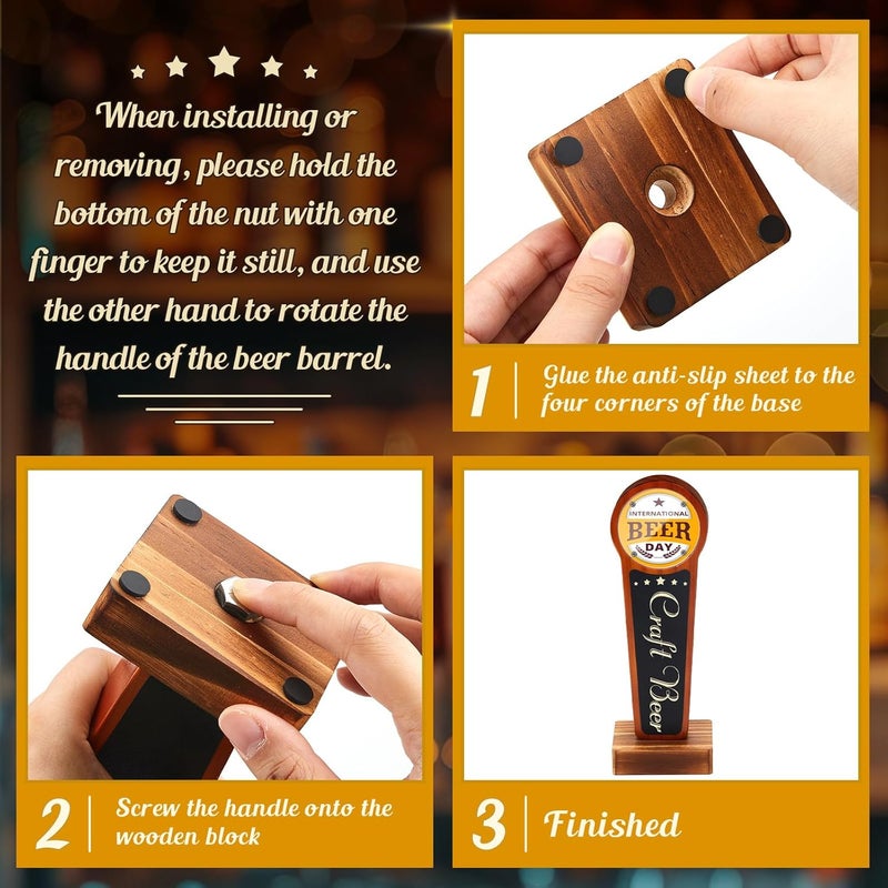 Colingmill 4 Pack Pine Beer Tap Handle Display, 3 x 2.6 x 0.8 Inches Wooden Display for Beer Tap Handles Beer Tap Holder Gift for Beer Lovers Beer Collection Bars Display - Image 3